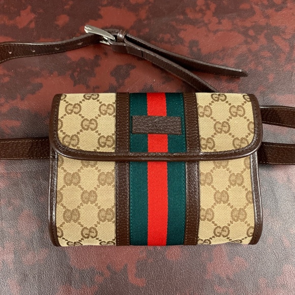 GUCCI Waist Body bag 152597  Beige dark brown Used - Picture 1 of 2